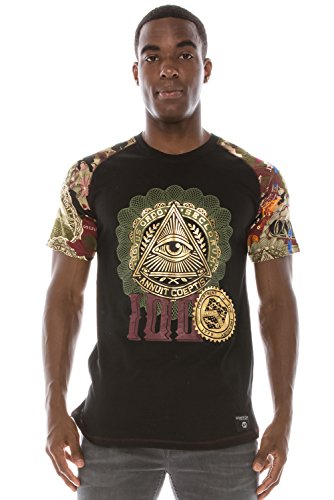 Jc distro mens hip hop camo printed raglan w/gold foil …