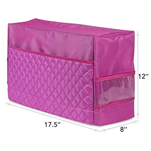 Sewing Machine Cover with 3 Convenient Pockets - Protective Quilted Dust Cover Pro - Universal for Most Standard Singer & Brother Machines | Rodi's (Pink)
