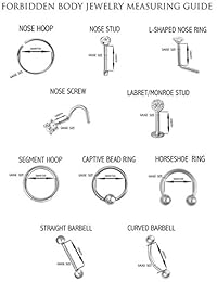 Forbidden Body Jewelry - Piercing de acero quirúrgico con microcirconita interna de rosca para trago, hélix y labret (calibre 16, 6 y 0.394 in, con parte superior de 0.079 in)