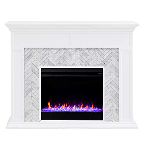 Southern Enterprises Torlington Fireplace, White/Gray