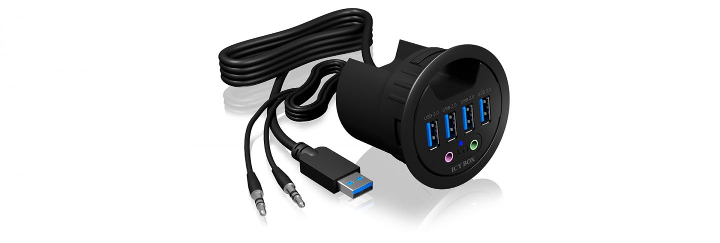 Tisch-Hub 4x USB 3.0 Type-A mit Audio Ein-/Ausgang ICY BOX