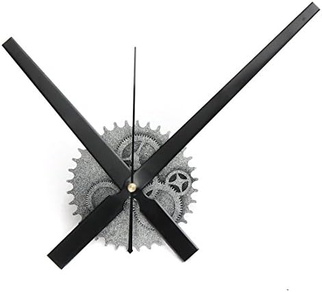 CIGERA DIY Wall Clock with 3D Gear Clock Movement and Silent Non Ticking Aluminum Hands,Great Decorative Clock for Kitchens and Home Decor,Sliver+Black