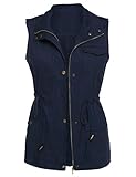 Women's Zip Up Drawstring Anorak Jacket Military Vest w/ Pockets