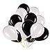 MOWO Black White Latex Balloons, Party Decorations, Helium Balloons, 12 inches, 3.2g/pcs, Pack of 100