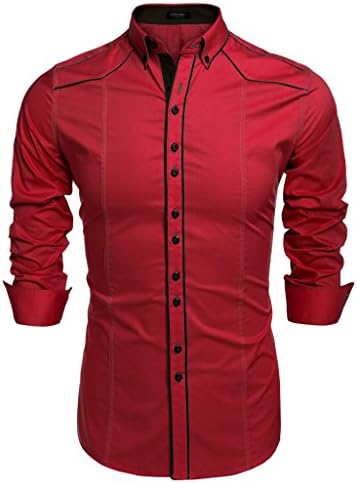 Gotchicon Men's Fashion Slim Fit Button Down Dress Shirt Long Sleeve Casual Shirt