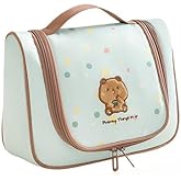 WASTROYAL Hanging Toiletry Bag for Travel – Portable Embroidered Cute Hanging Cosmetic Organizer with Hook (Green)