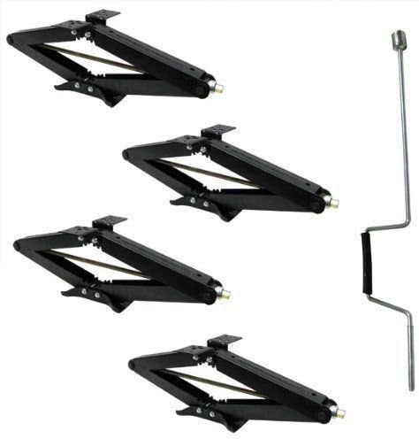 New Set of 4 Duraself 2500 LB 24" RV Trailer Stabalizer Leveling Scissor Jacks w/ Handle