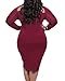 BIUBIU Women's Plus Size Sexy Long Sleeve Club Bodycon Midi Dress Red XL