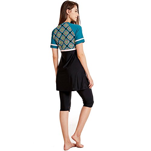 Mnyycxen Modest 2 Pieces Swimwear Women Semi Muslim Shorts Swimsuit Rash Guard Surfing Suit