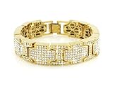 Hip-hop Gold Tone Bling Iced Mens Bracelet Covered with Cz #1