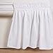 Bedding Overseas Three Fabric Sides Wrap Around Elastic Solid Bed Skirt, Easy On/Easy Off Dust Ruffled Bed Skirts 14 Inch Tailored Drop (White Queen )