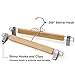 SONGMICS Wooden Pants Hangers 12 Pack, Pants Hangers with Clips, Adjustable Anti-Rust Metal Clips, 360° Swivel Hook, Skirt Hangers for Pant, Skirts, Natural Grain UCRW008-12