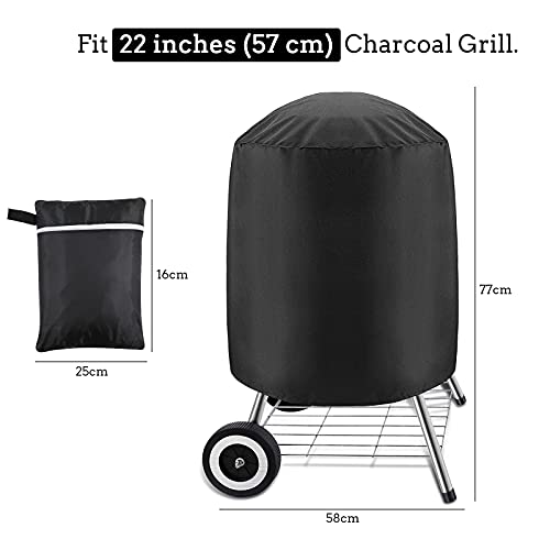 Victarvos Housse pour Barbecues Charbon, Bâche Imperméable pour Barbecue Grill Exterieur, Housse Barbecue Rond 58*77 cm, Noir