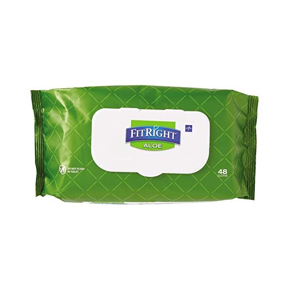 MEDLINE FitRight Aloe Quilted Heavyweight Personal Cleansing Cloth Wipes, Unscented, 576 Count, 8 x 12 inch Adult Large…
