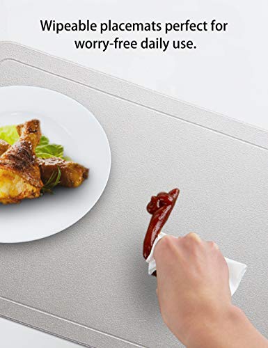 Alpiriral Dining PlaceMats Heat Resistant PlaceMats Easy to Wipe Off Scrub Vinyl Place Mats Washable Table Mats Protect A Table from Messes & with A Nice Looking (Silver, Set of 6) - Thumbnail 3