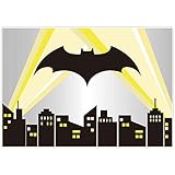 Allenjoy 7x5ft Superhero Cityscape Backdrop Night Buildings Great as Super Hero Bat City Photo Booth Background boy 1st First Birthday Party and Event Banner Decorations Baby Shower Studio Props