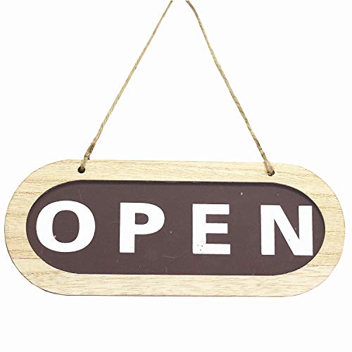 ZHU YU CHUN Wooden Business Open Closed Door Sign, Double-Sided Open/Closed Hanging Sign - Thumbnail 2