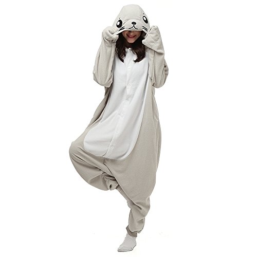 SHDiBa Unisex Animal One Piece Adult Pajamas Halloween Animal Cosplay Costume Seals Pjs Chrismas Sleepwear