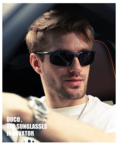 DUCO Gafas de sol deportivas polarizadas para hombre con ultraligero y marco de metal irrompible, 100% UV400-8177S