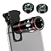 Phone Lens, 4 in 1 Cell Phone Camera Lens Kits with 10X Telescope Lens+Fisheye Lens+Wide-angle Lens+Macro Lens Compatible Phone and Tablets