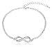 Silver Infinity Adjustable Charm Anklet with Stones