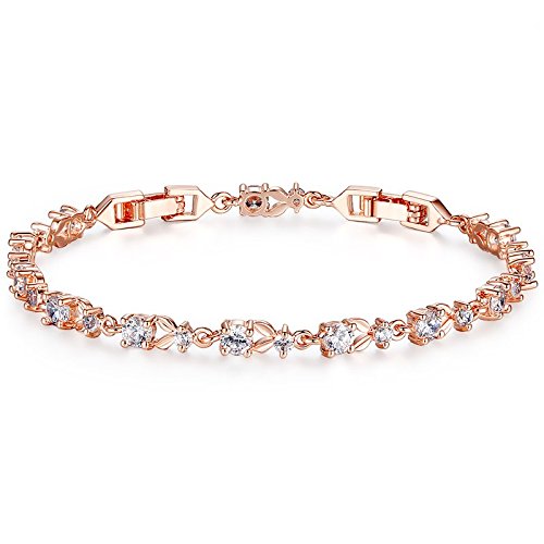 BAMOER Mujer Pulsera Oro Rosado K Rose Gold Plated Chain Bracelet Women