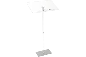 Garvee Acrylic Podium, Floor-Standing Lectern with Wide Reading Surface & Storage Shelf, Clear Presentation Stand for Church,