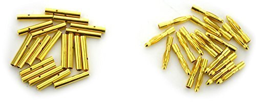 BW® 20 Pairs 2mm Gold Plated Male & Female Bullet Banana Plug Connector for ESC Battery (20 Male + 20 Female) (2mm) - Thumbnail 2