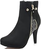 Dream Pair Women's Cecile Chic Detailed Rhinestone Stud Embellishment Platform High Heel Shoes Booties