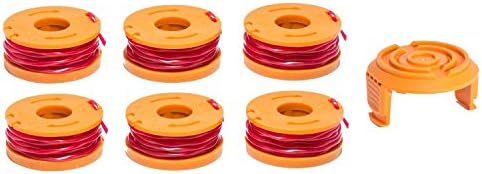 LBK 6-Pack Replacement 10-Foot Grass Trimmer/Edger Spool Line and 1-Pack Cap, Compatible Model Worx WA0010 & 50006531