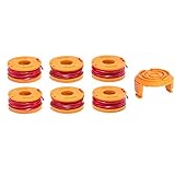 LBK INTERNATIONAL LBK 6-Pack Replacement 10-Foot Grass Trimmer/Edger Spool Line and 1-Pack Cap, Compatible Model WORX WA0010 & 50006531