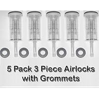 Cylinder Fermentor Airlock w/Grommet/Air Lock HomeBrew Wine Beer 5 PK 3 piece