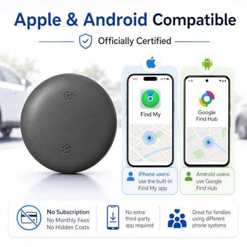 Car Tracker Support Android and iOS Systems, Magnetic Bluetooth Finder for Car with Alerts, Global positioning function,1 Year Battery Life (Includes Keychain, Strap & Mount)