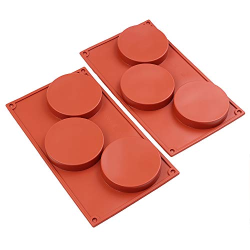 homEdge 3Cavity Disc Shape Silicone Mold, 3 Packs Disc Cake, Gustard
