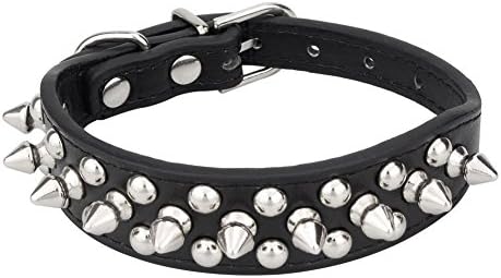 Small Dog Anti–bite Collar, Rivet Dog Collar with Zinc Alloy Decoration. Engraved Soft Leather is Durable, High-grade and Comfortable. for Cats Puppy Small Medium Dogs (XL (17.7” – 20.5”))