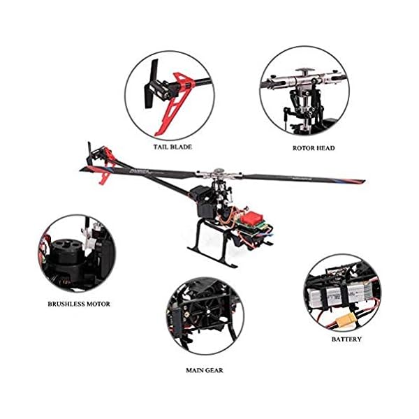 GRTVF Fernbedienung Hubschrauber 6-Kanal-bürstenloser Motor RC-Flugzeug-Spielzeug unbemanntes Luftfahrzeug Elektrisches… – Bild 3
