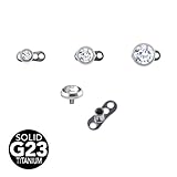 Grade 23 Titanium Dermal Anchor Set w/Clear Gem