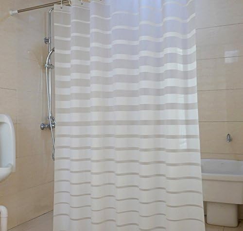 DeerReed Stripe Shower Curtain PEVA Ombre White Shower Curtain Liner Clear Waterproof Mildew Resistant Semi Transparent Bathroom Curtain 72 x 78-Inch, Ombre White