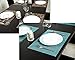 HEBE Blue Placemats Set of 4,Heat-Resistant Kitchen Table Mats Washable Placemats Non-Slip Crossweave Woven Vinyl Placemat for Dining Table