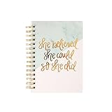 She Believed She Could So She Did Notebook Pink and Marble Notebook Motivational Quote Journal Boss Lady Office Decor Gift for Her Gift for Promotion Pink Marble Hand Lettered by Sweet Water Decor