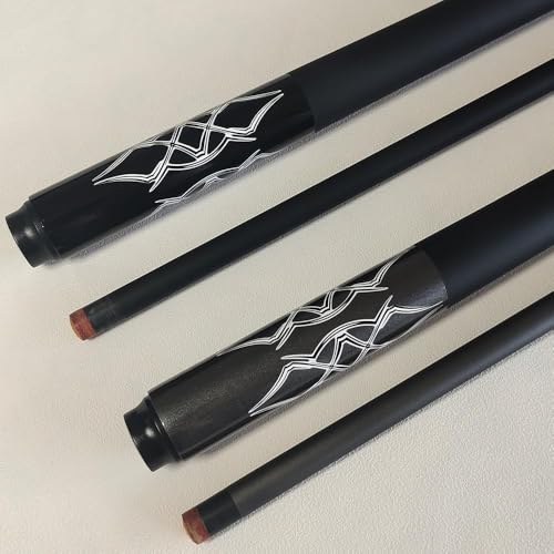 Billiard Cue Stick 9-ball 8-ball 1/2 Split Carbon Fiber Pool Cue 13MM Tip | Straightness,sweat-absorbent Grip, Stainless Steel Joint, Explosion-Proof,144cm 560g, with freebies tips chalks gloves glue