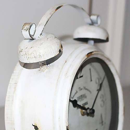 MODE HOME Vintage Cream Desk and Shelf Clock Decorative Table Clock on Stand Rustic Mantle Clock Non-Ticking