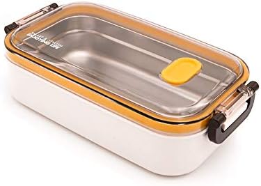 Dehub Lunch Bento Box, 800ml Reusable Leakproof SUS 304 Stainless Steel Food Storage Container-Set with Heat Insulation Shell for Kids Adults Picnic (Orange)