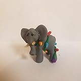 ELEPHANT CHRISTMAS ORNAMENT Tangled in Christmas Lights Hand Made Polymer Clay OOAK