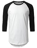 URBANCREWS Mens Hipster Hip Hop 3/4 Sleeve Longline Raglan Baseball Tee Shirt