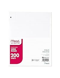 Mead (15200) papel de relleno, hojas de papel sueltas, rayadas, 200 hojas paquete., Blanco
