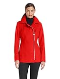 Anne Klein Women's asymmetrical Wool Zip Jacket, Persimmon, Medium