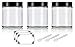 Clear Thick Glass Straight Sided Empty Jar Containers with Black Smooth Lid - 4 oz / 120 ml (3 pack)