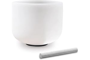 Kresec 8 Inch Crystal Singing Bowl B Note (±40 cents) Crown Chakra with O-ring and Mallet Quartz Crystal Sound Bowl for Meditation, Yoga, Spiritual and Body Healing and Energy Cleansing