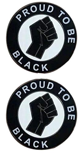 Pack of 2 x PROUD TO BE BLACK Black Lives Matter Black Clenched Fist Power Pin Badges 30mm x 30mm